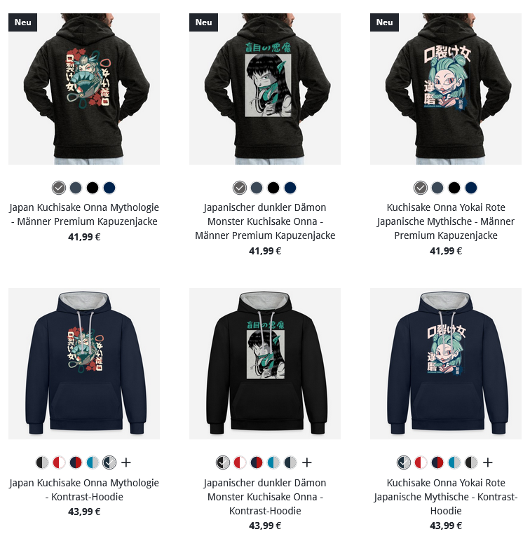 Männer Hoodies, Pullover und Kuchisake Onna  Kapuzenjacken