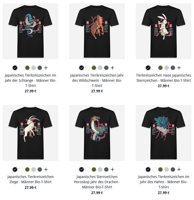 Japanische Tierkreiszeichen Männer T-Shirts